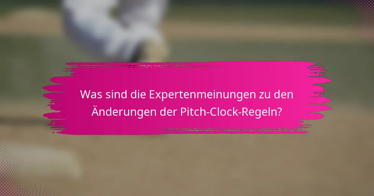 Was sind die Expertenmeinungen zu den Änderungen der Pitch-Clock-Regeln?