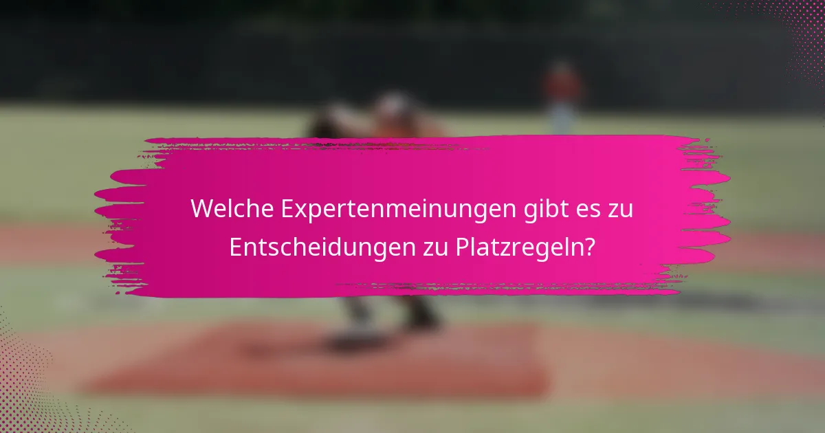 Welche Expertenmeinungen gibt es zu Entscheidungen zu Platzregeln?